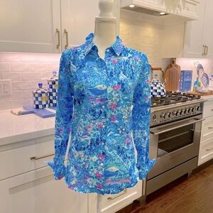 NWT 🌴Lilly Pulitzer 🌴Sea View Button Down  LILLY LOVES NORTH CAROLINA🩷🩵